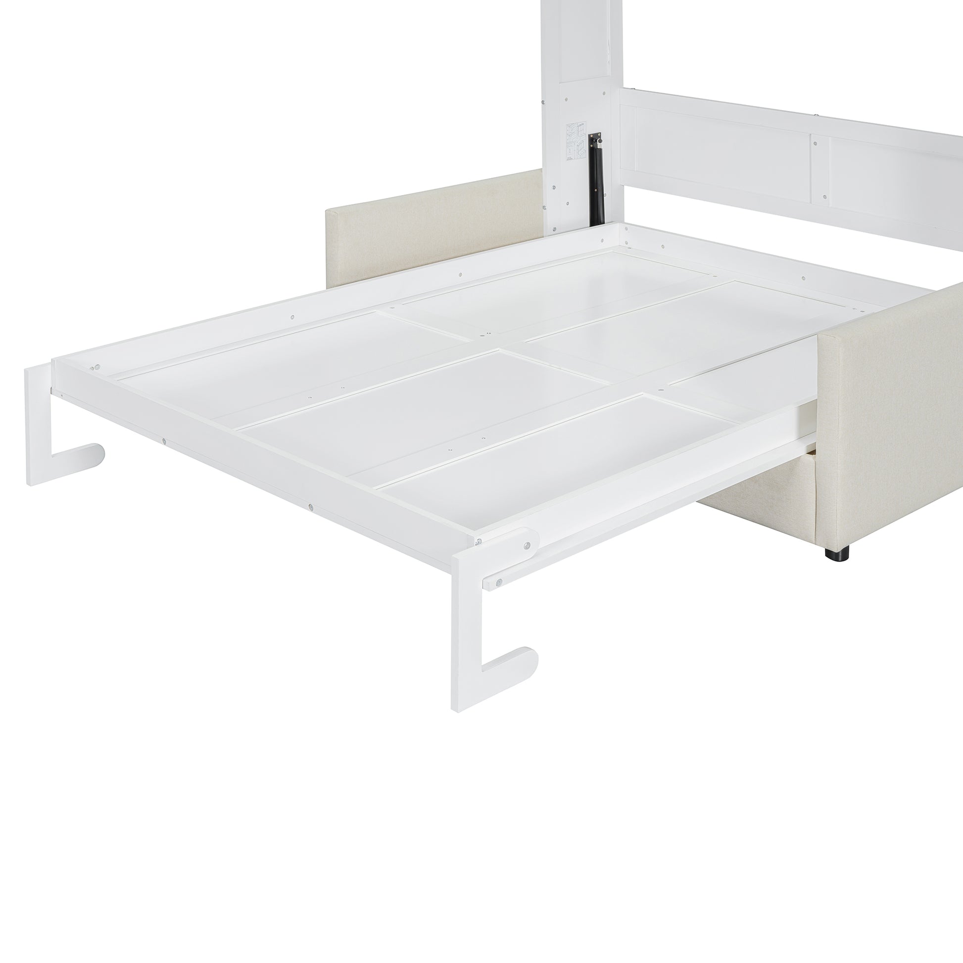 Full Size Murphy Bed Wall Bed With Cushion,White Full White Mdf Lvl