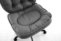 Armless Office Desk Chair With Wheels: Pu Leather Cross Legged Wide Chair,Comfortable Adjustable Swivel Computer Task Chairs For Home,Office,Make Up,Small Space,Bed Room Smoke Grey Antique Fiber Foam And Polyester Fiber Pad Pvc