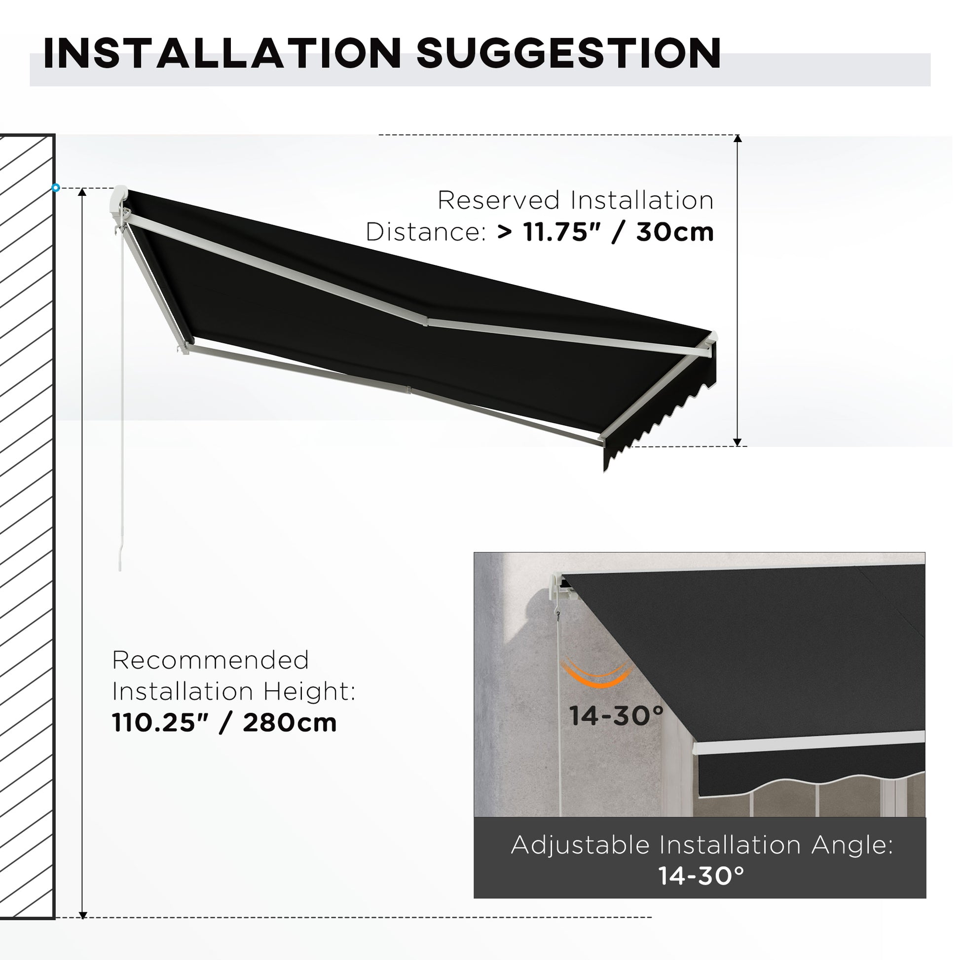 Outsunny 12' X 10' Electric Awning, Retractable Awning, Uv Protection Sun Shade Shelter With Remote Controller And Manual Crank Handle For Deck, Balcony, Yard, Black Black Aluminum