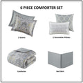 6 Piece Cotton Comforter Set Grey Cal King California King Grey Cotton
