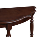 42'' Retro Circular Curved Half Moon Console Table With Cloud Design Top And Open Shelf Solid Wood Frame And Legs, Light Espresso Light Espresso Retro Pine