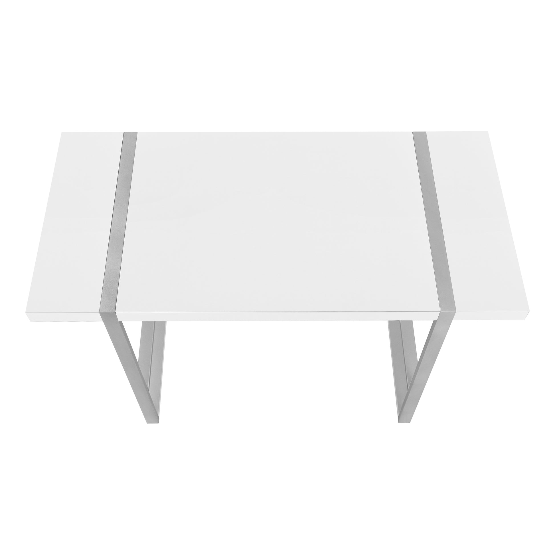 Computer Desk, Home Office, Laptop, 48"L, Work, White Laminate, Grey Metal, Contemporary, Modern White Particle Board