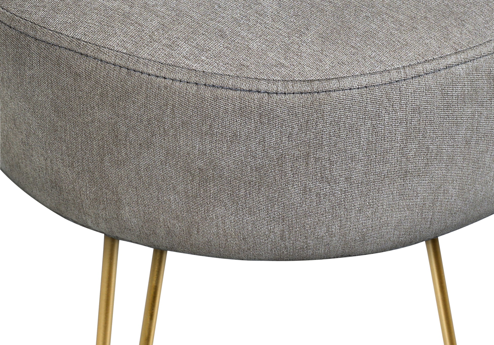 Ottoman, Pouf, Footrest, Foot Stool, 14" Round, Grey Fabric, Gold Metal Legs, Contemporary, Modern Grey Foam Polyester