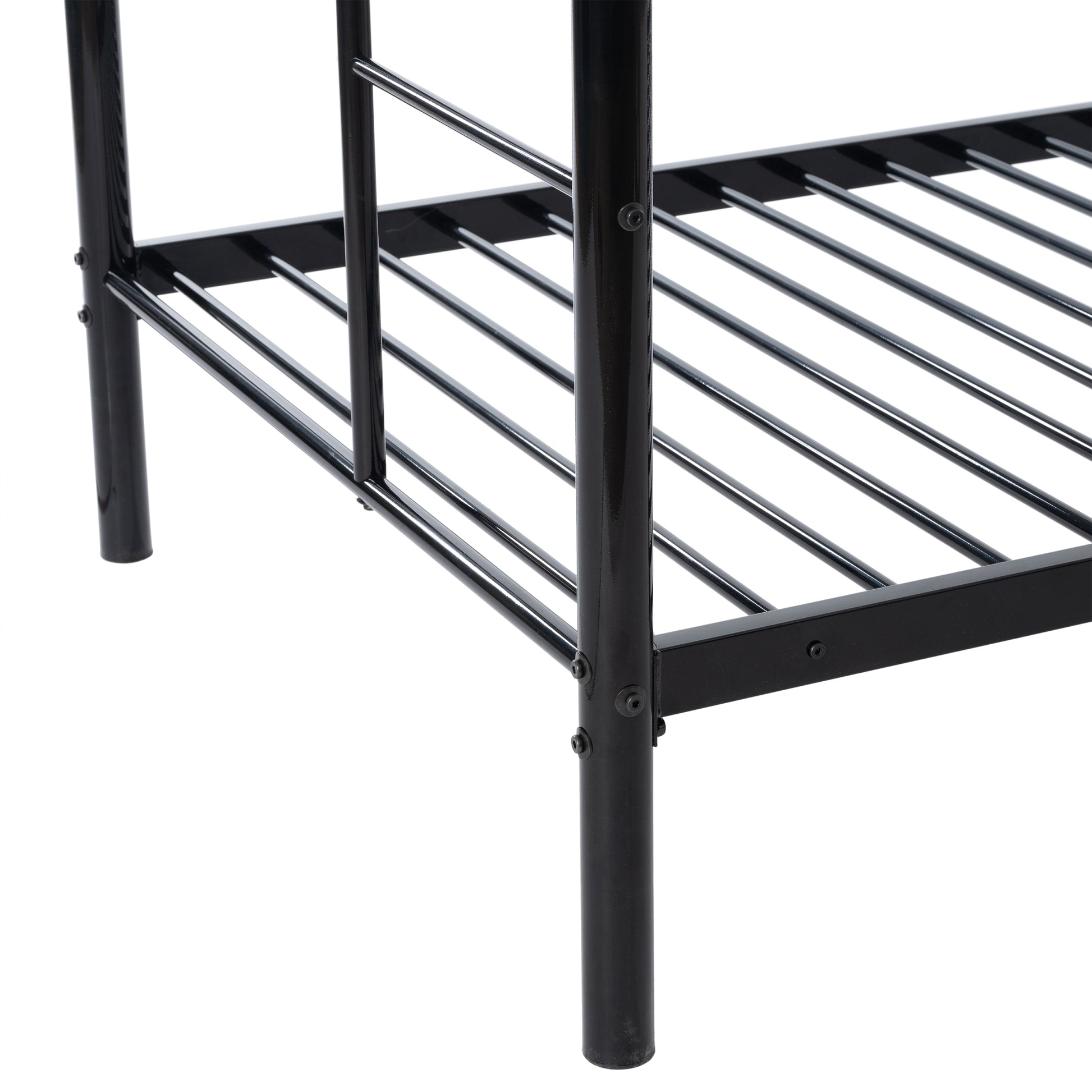 Twin Over Twin Bunk Bed With Ladders Twin Black Steel