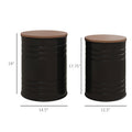 Homcom Nesting Storage Ottomans Set Of 2 With Lids, Hidden Space Black Metal