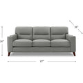 Elm Leather Sofa Silver Grey Down Filling Genuine Leather 3 Seat