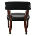 Tournament Arm Chair With Casters Medium Cherry Black Faux Leather