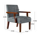 Fabric Accent Arm Chair Set Of 2 With Round Wood Table Grey Fabric