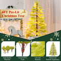 6Ft Artificial Christmas Tree With 300 Led Lights And 600 Branch Tips, Imitation Cypress Leaf Xmas Tree Holiday Decoration, Creative Decorated Trees Inside And Outside Green Polyethylene