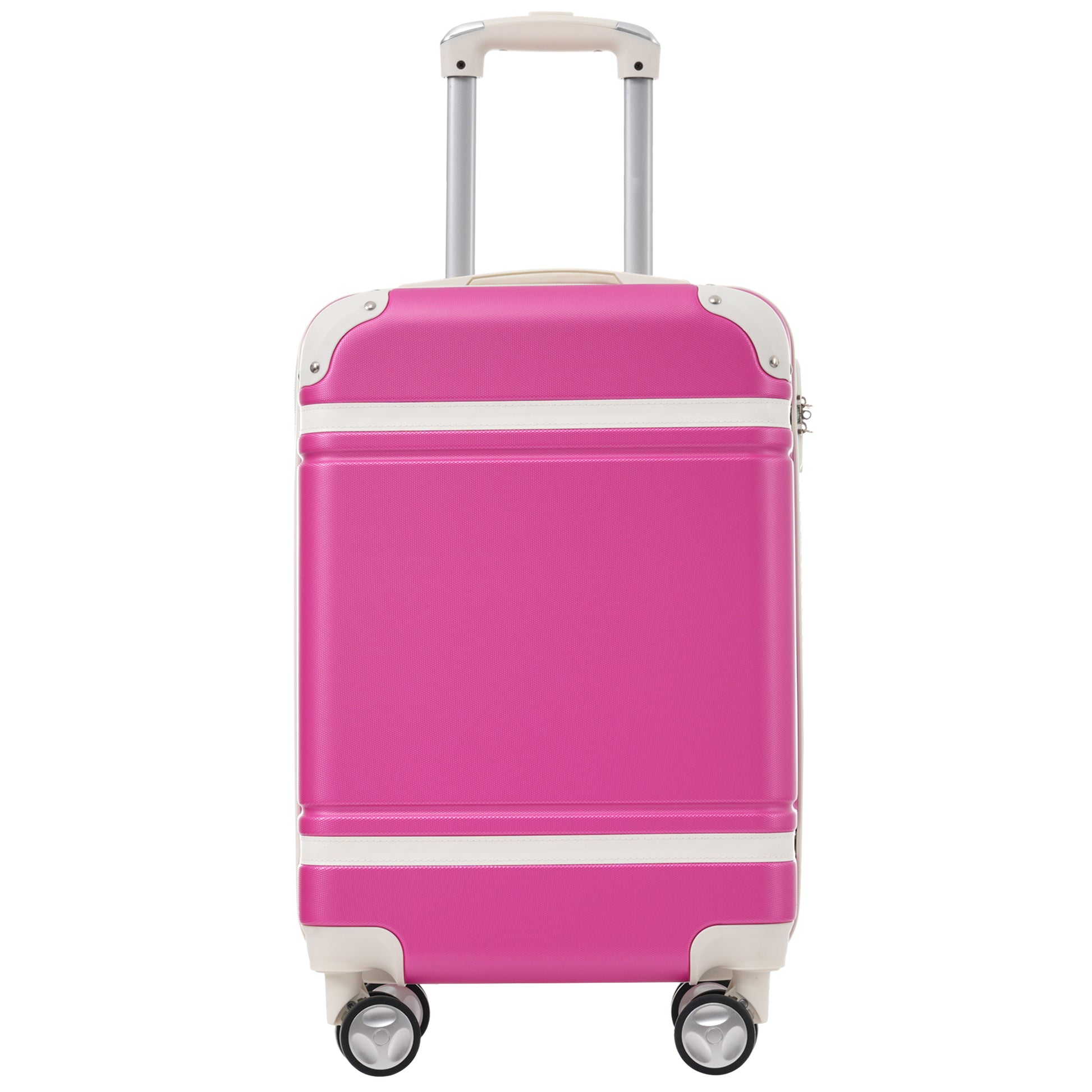 Hardshell Luggage Sets With Bags Carry On Suitcase Double Spinner Wheels With Tsa Lock ,Single Vintage Luggage 20 In,Pink Pink Abs