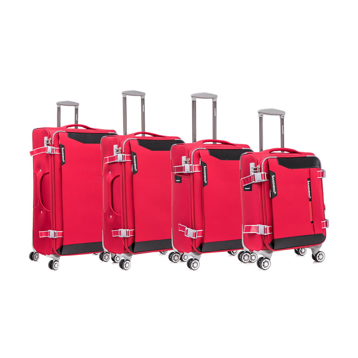 Softside Upright Luggage Set Expandable, Lightweight,4 Piece 20 24 28 32 Red Contemporary Fabric