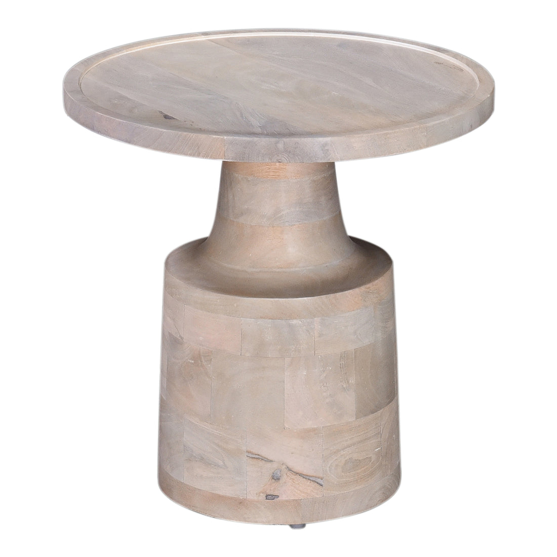Contemporary Round Solid Wood End Side Table, Living Room Sofa Side Table, Oak White Finish, Light Brown Light Brown Light Brown Primary Living Space Industrial Freestanding Mango Coffee & End Tables Round Solid Wood Pedestal