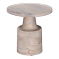 Contemporary Round Solid Wood End Side Table, Living Room Sofa Side Table, Oak White Finish, Light Brown Light Brown Light Brown Primary Living Space Industrial Freestanding Mango Coffee & End Tables Round Solid Wood Pedestal