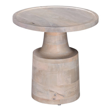 Contemporary Round Solid Wood End Side Table, Living Room Sofa Side Table, Oak White Finish, Light Brown Light Brown Light Brown Primary Living Space Industrial Freestanding Mango Coffee & End Tables Round Solid Wood Pedestal
