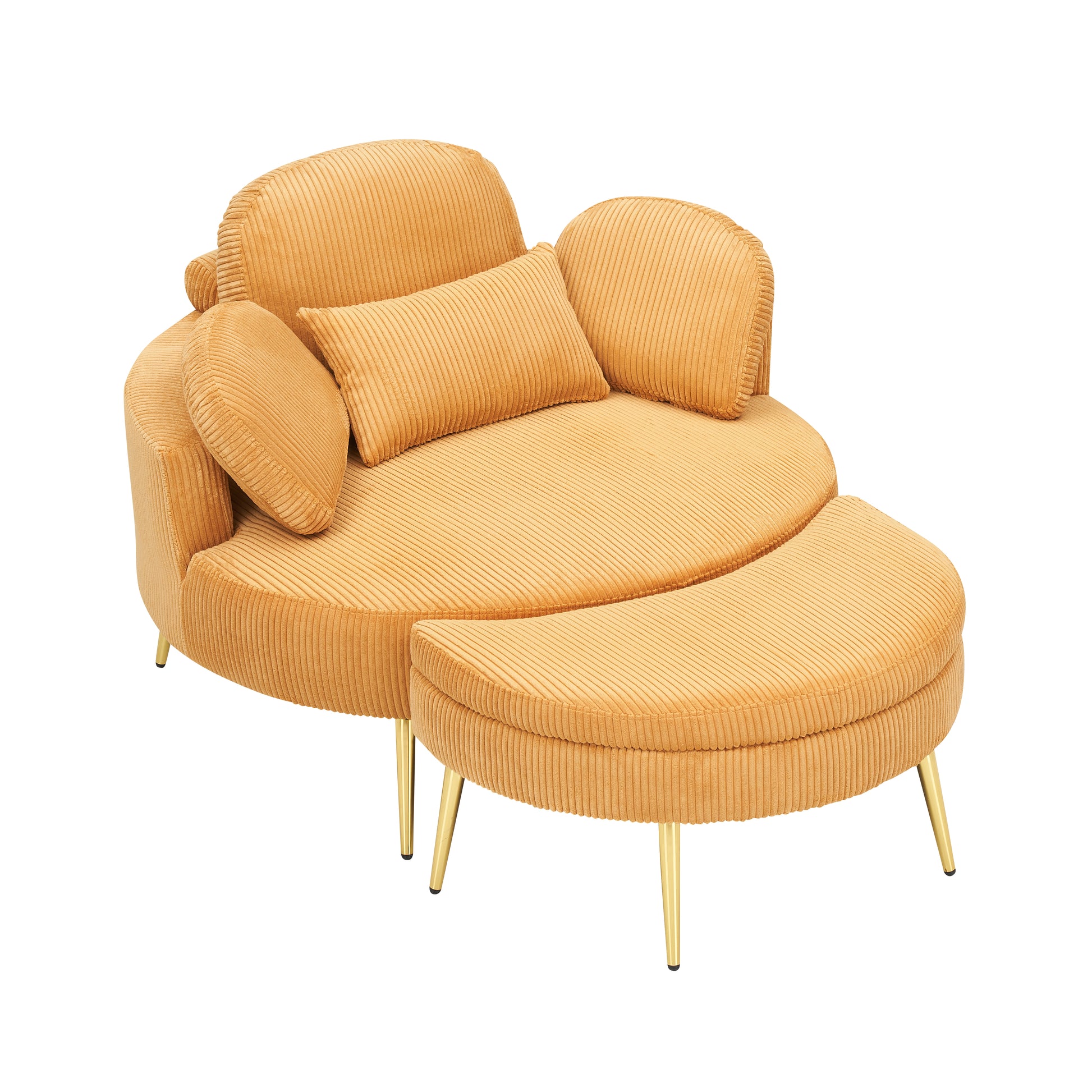 3206Yellow Comfortable Seating Suitable For Small Apartment Bedroom Space Balcony Small Sofa Bed Lazy Small Sofa Sofa With Small Coffee Table Lunch Break Leisure Afternoon Tea Time Yellow Corduroy 1 Seat