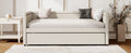 Modern Style Twin Size Upholstered Daybed With Trundle For Guest Room, Small Bedroom, Study Room, Beige Box Spring Not Required Twin Beige Wood Bedroom Traditional Daybeds Linen Upholstered