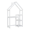 House Shaped Wooden Writing Desk,Kids Study Table,Bookshelf & Toy Storage,White Twin White American Design Pine