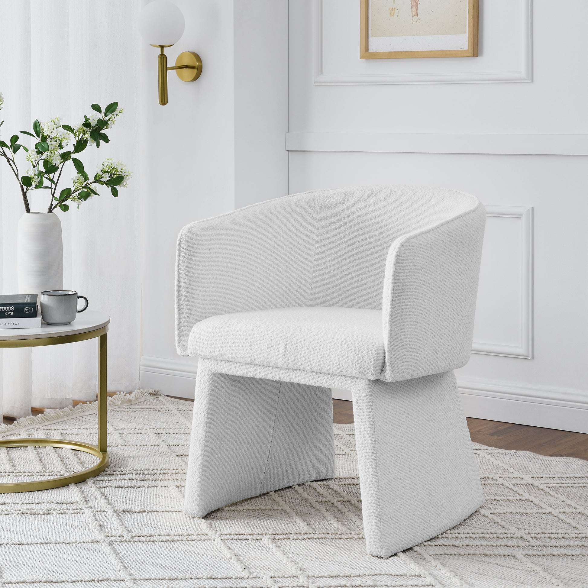 Modern Style Simple And Elegant Chair, White Leisure Chair, Suitable For Dining Bedroom Living Room Reception Desk Assembly Required White White Foam