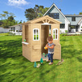 Wooden Playhouse For Kids Outdoor With Working Door, Windows, Mailbox, Flowers Pot Holder, 39