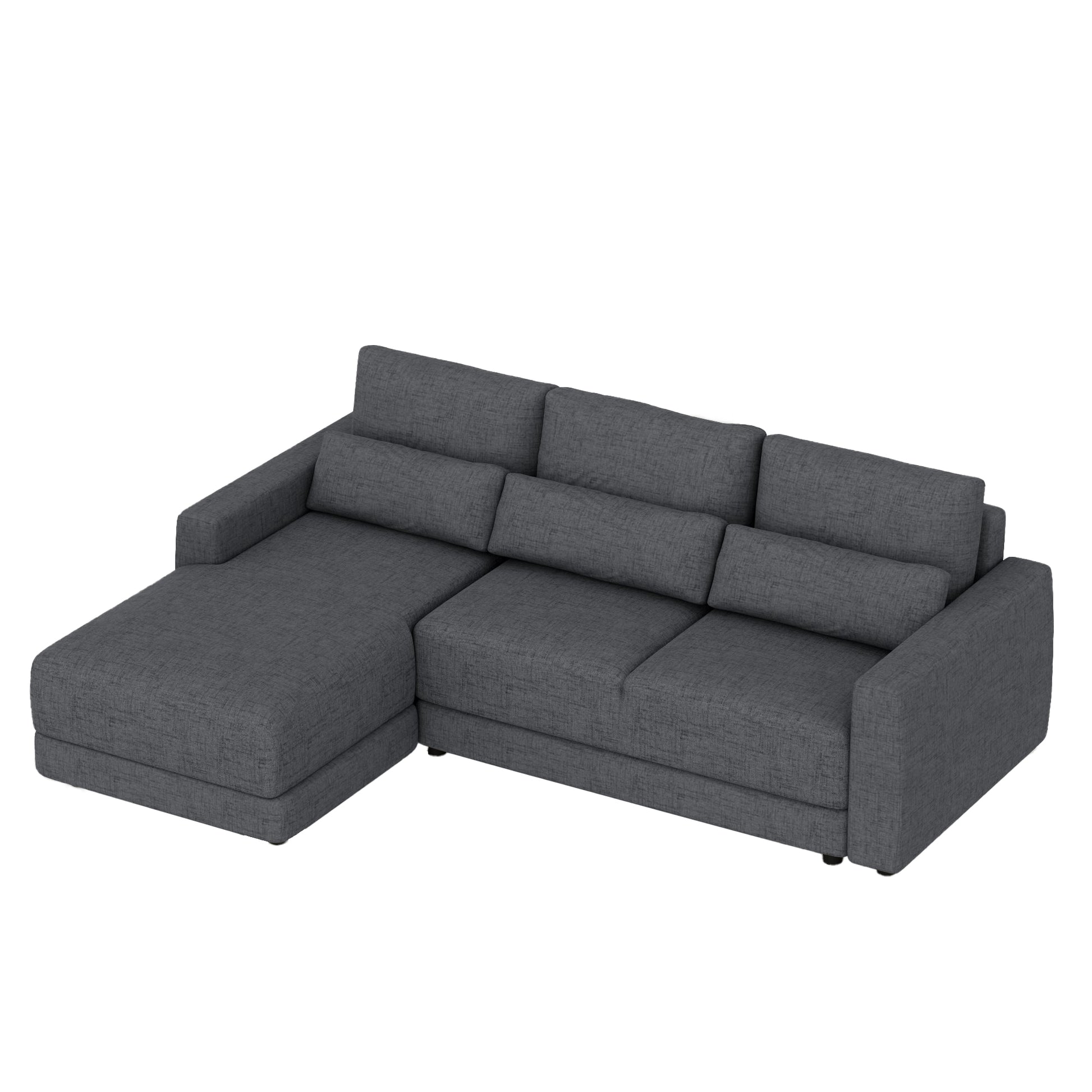 L Shaped Modular Sectional Sofa With Removable Back Cushions And 3 Pillows, Suitable For Living Rooms, Offices, And Apartments Gray Wood Linen 3 Seat