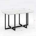 Modern 7 Pieces Dining Table Set, Rectangle Dining Table With 6 Chairs For Dining Room, Kitchen White Pu Leather