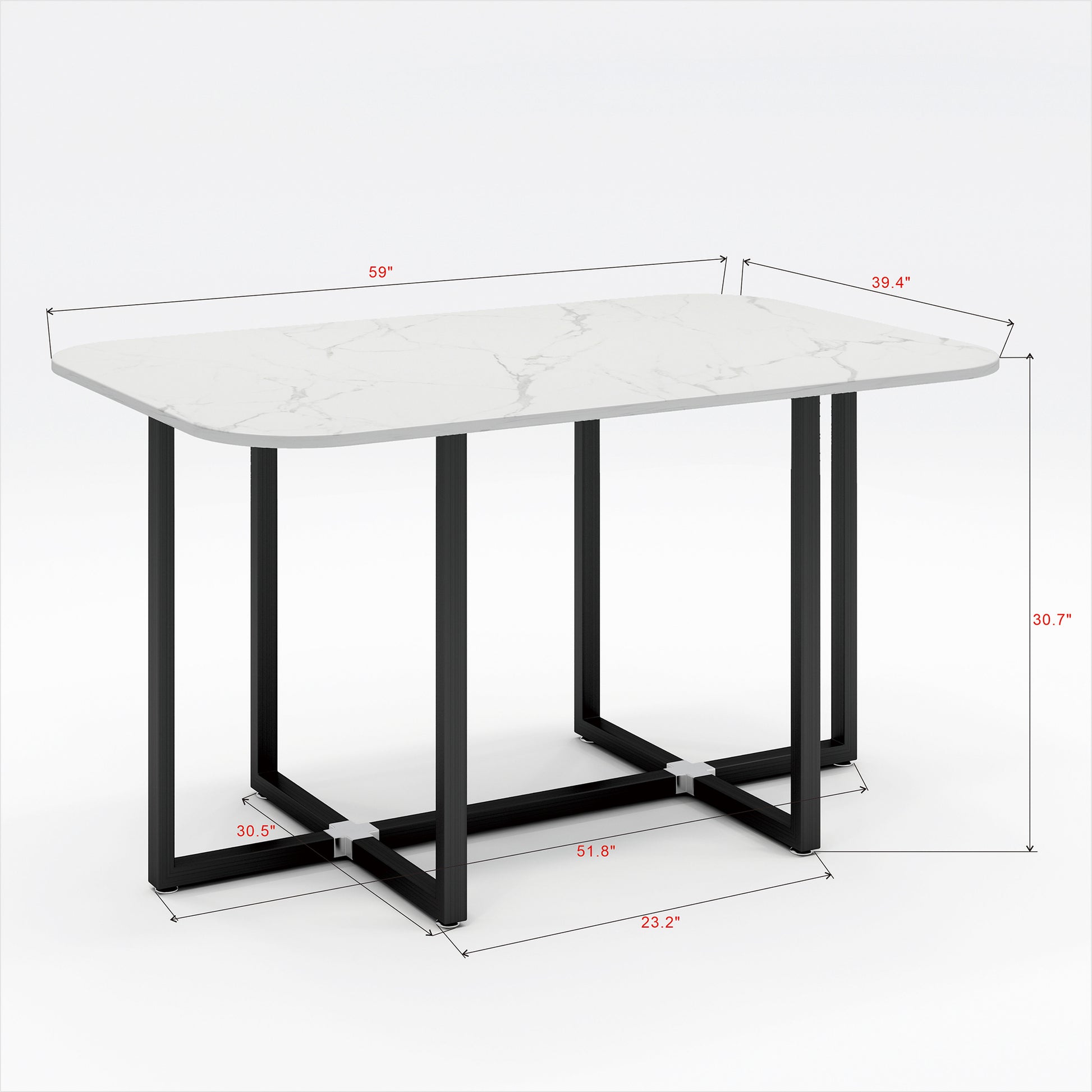 Modern 7 Pieces Dining Table Set, Rectangle Dining Table With 6 Chairs For Dining Room, Kitchen White Pu Leather