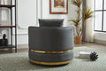 Swivel Chair, 360 Swivel Accent Chair, Barrel Chair For Living Room Bedroom Dark Grey Faux Leather