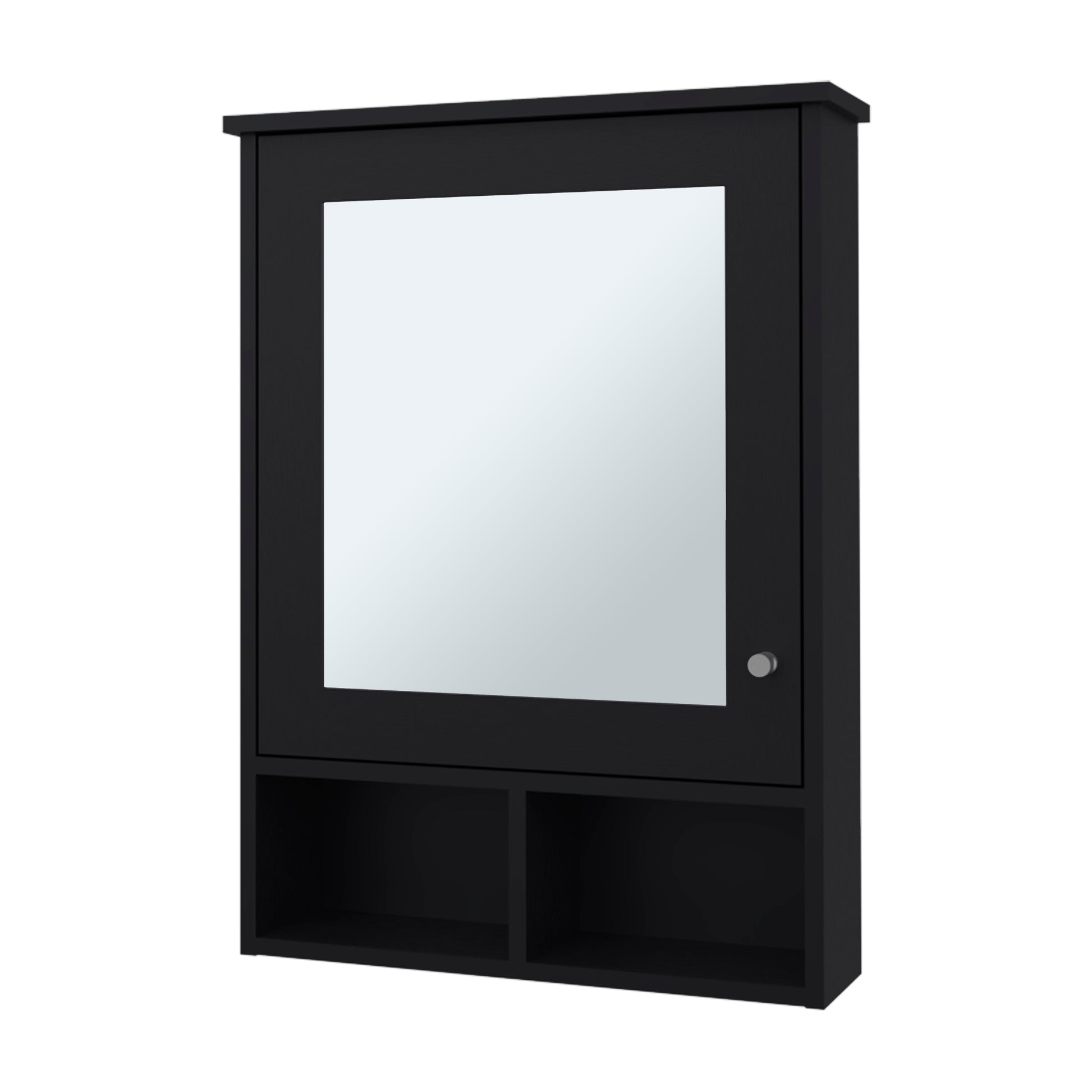 Poston Medicine Cabinet With A Door And Included Mirror, Black Black 1 5 Up To 17 In 24 To 31 In Mirror Included Bathroom Wall Mounted Modern 5 10 Inches Particle Board Melamine