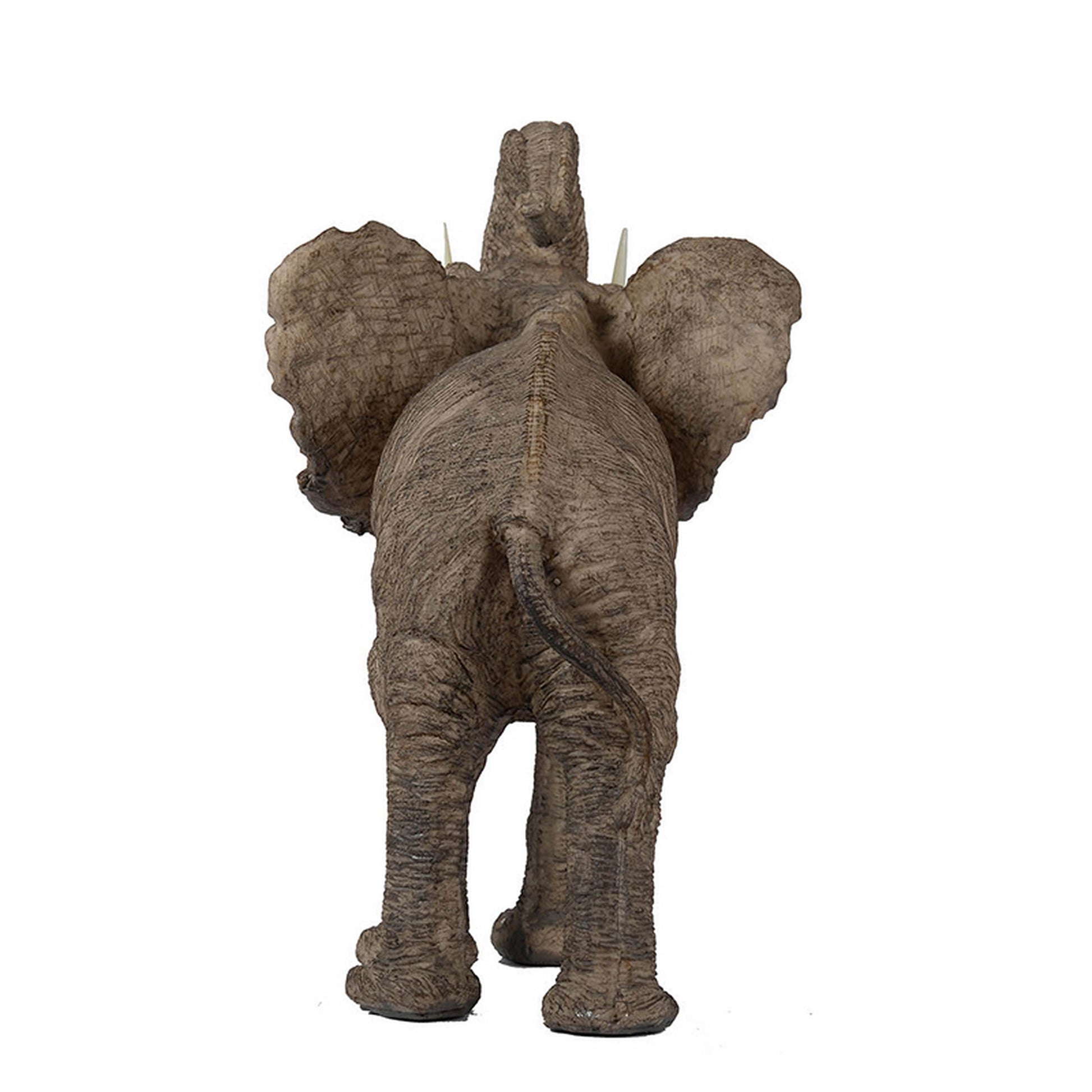 Polyresin Trumpeting Elephant Accent, Brown Brown Plastic