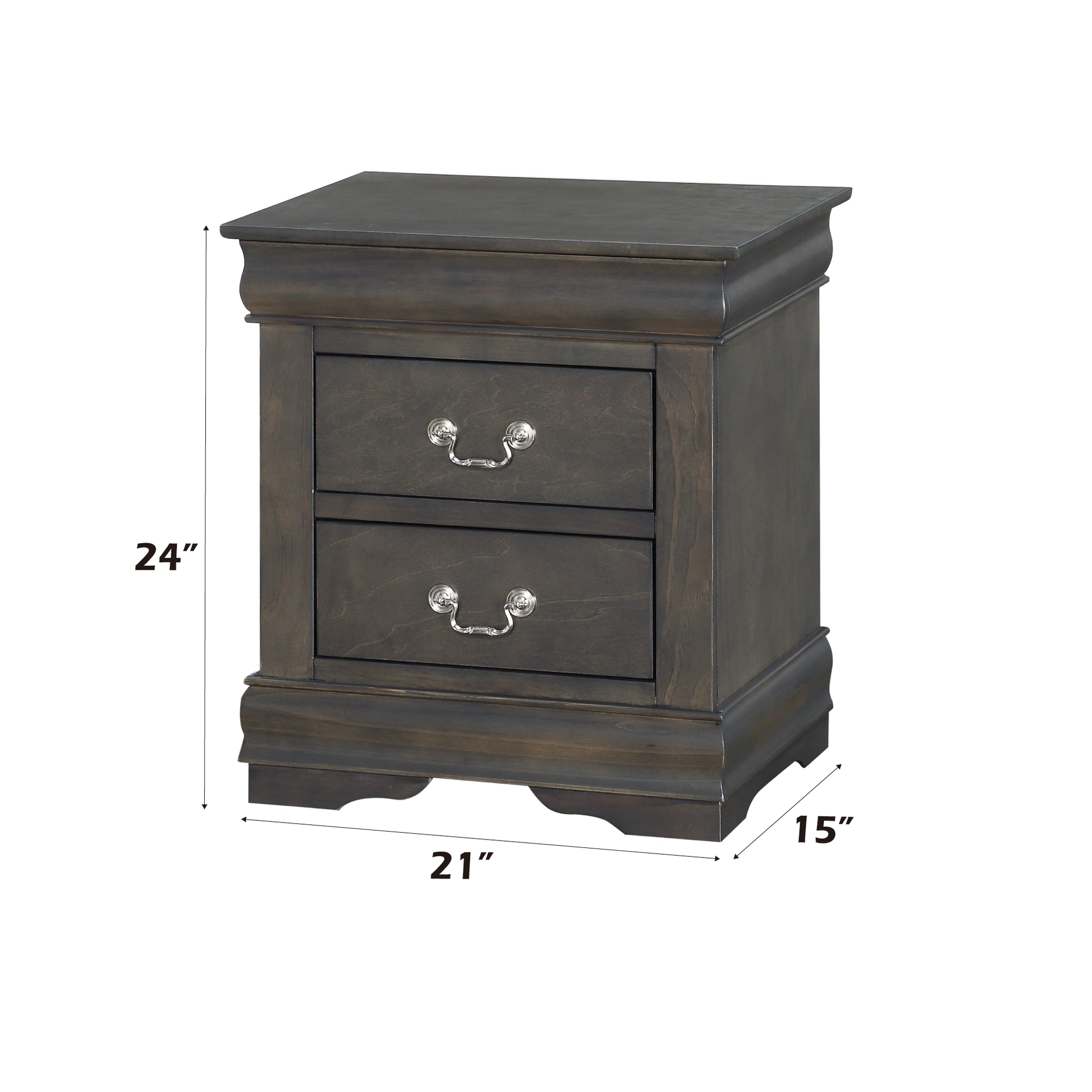Louis Philippe Dark Gray Nightstand Dark Gray Synthetic Wood