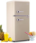 3.5Cu.Ft Compact Refrigerator Mini Fridge With Freezer, Small Refrigerator With 2 Door, 7 Level Thermostat Removable Shelves For Kitchen, Dorm, Apartment, Bar, Office, Cream Cream Kitchen Modern Abs Steel Q235