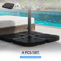 Outsunny 4 Pieces Cantilever Patio Umbrella Base Stand, Outdoor Offset Umbrella Weight Plates, 158 Lb Capacity Sand Or 60 Liter Capacity Water, Black Black Hdpe