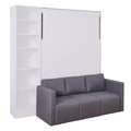 Full Size Murphy Bed Wall Bed With Sofa,With Shelves,White Full White Plywood