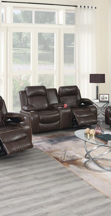 Power Motion Loveseat 1Pc Contemporary Brown Color Gelstorage Arms W Cup Holder Living Room Furniture Brown Faux Leather Primary Living Space Cushion Back Contemporary,Modern Pillow Top Arms Metal & Wood 2 Seat