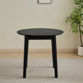 Black Round Table, All Solid Wood, Can Sit 2 4 People Diameter 31.5 Inches Black Solid Wood