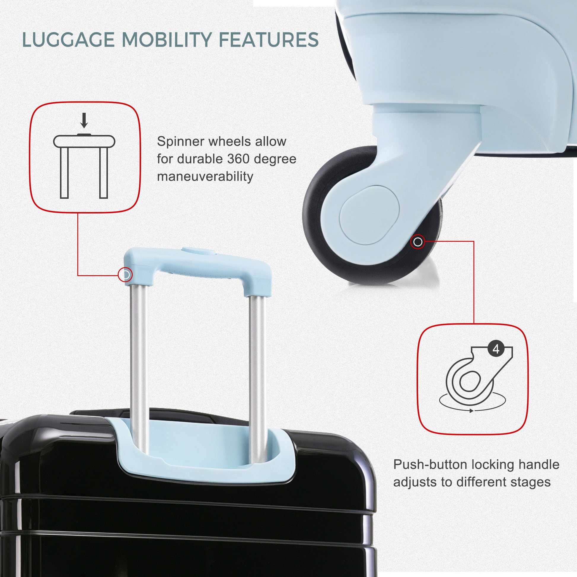 Luggage Sets Model Abs Hardshell 3Pcs Clearance Luggage Hardside Lightweight Durable Suitcase Sets Spinner Wheels Suitcase With Tsa Lock 20''24''28'' Blue And Black Black Blue Abs Pc