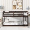 Solid Wooden, Solid Rubber Wooden Twin Over Twin Loft Bed With Ladder, With Bed Platform Of Strengthened Slatsespresso Twin Espresso Rubber Wood