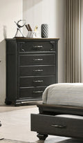 1Pc Traditional 5 Drawer Chest Wooden Bedroom Furniture Gray Brown Finish Metal Knobs Brown,Gray Brown Bedroom Contemporary,Transitional Wood