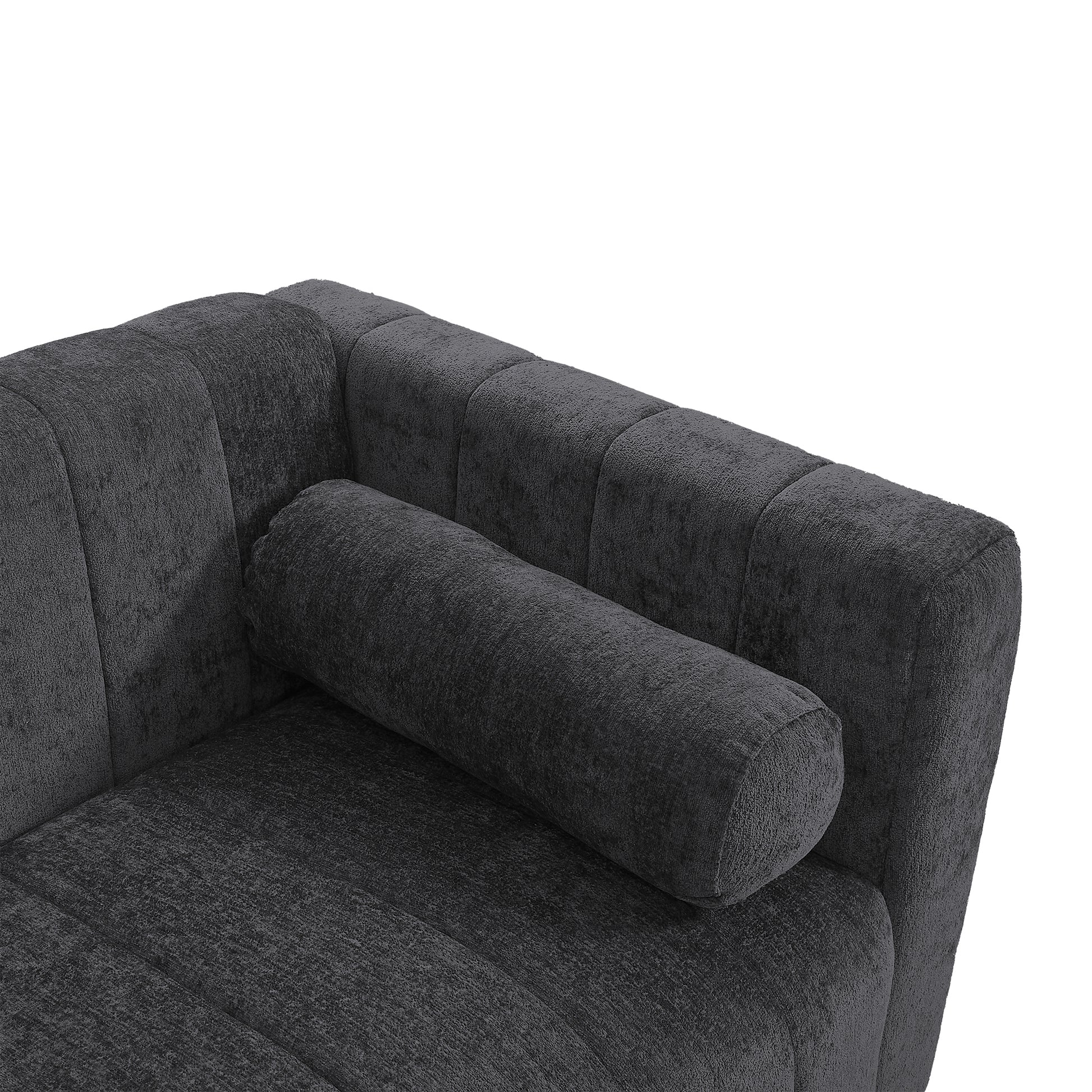 78.7''Upholstered Sofa For Living Room, Bedroom, Salon, Simplified Style Dark Gray Polyester 3 Seat