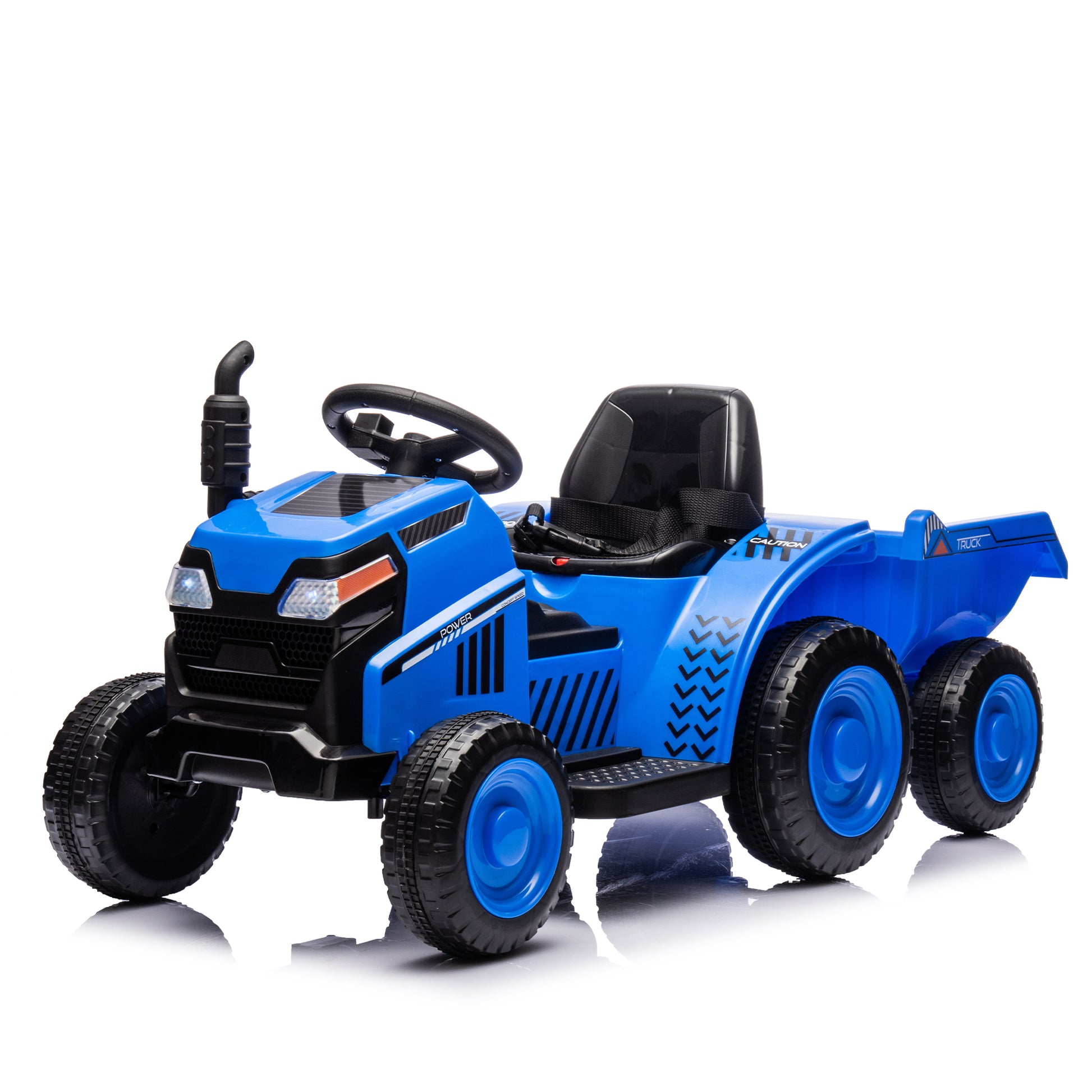 12V Kids Ride On Electric Tractor Black Knight,Kids Ride On Toy.2Wd,Non Skid Tires, Steering Wheel, Foot Pedal,With Removable Storage Tug,Light,Bluetooth,Music,Mp3,Usb,Power Display For Kids Aged 3 . Blue 50 99 Lbs Polypropylene