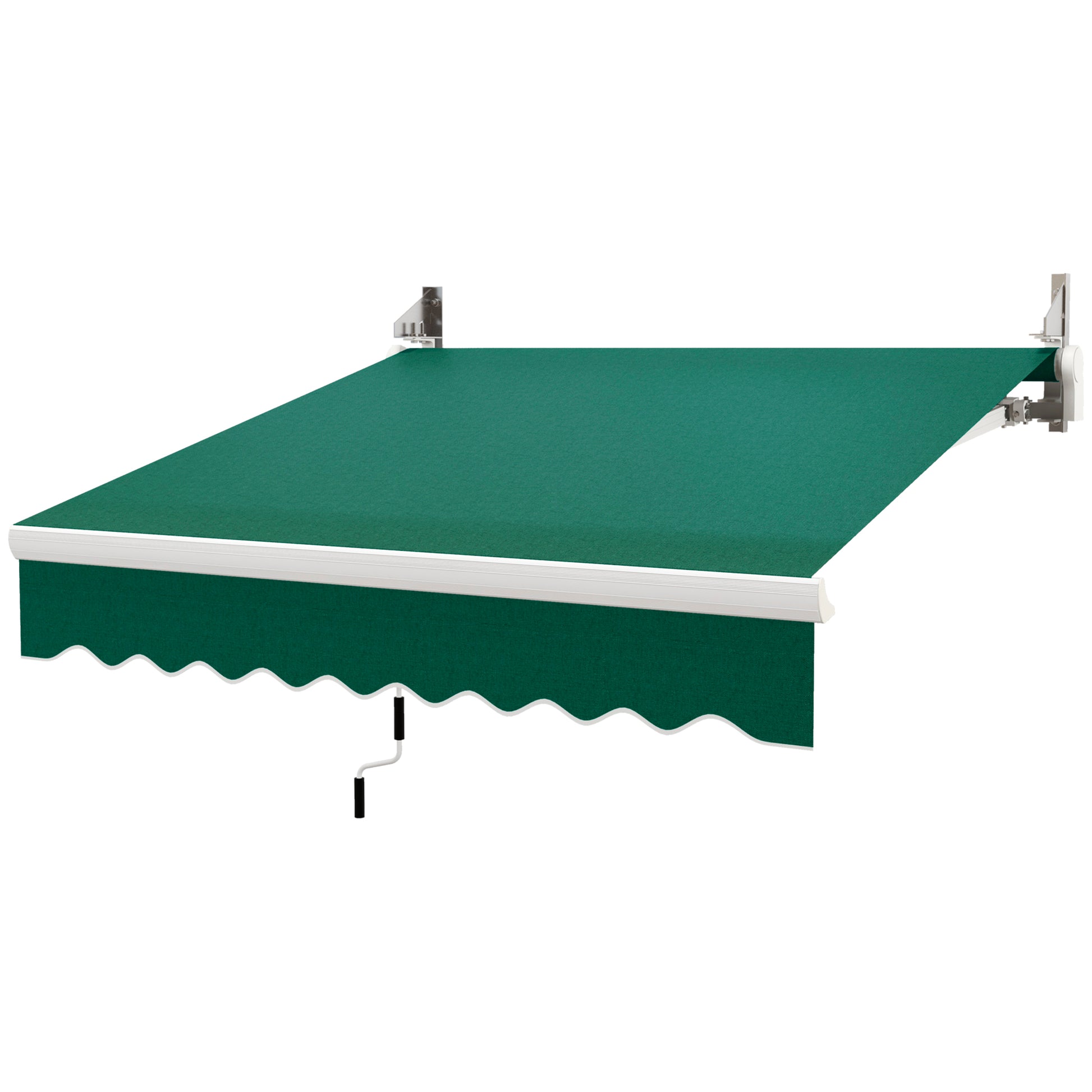 Outsunny 8' X 7' Patio Retractable Awning, Manual Exterior Sun Shade Deck Window Cover, Green Green Steel