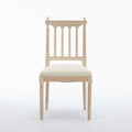 Antique Dining Chairs Linen Fabric Upholstered Wooden Chairs Set Of 2 Cream Fabric