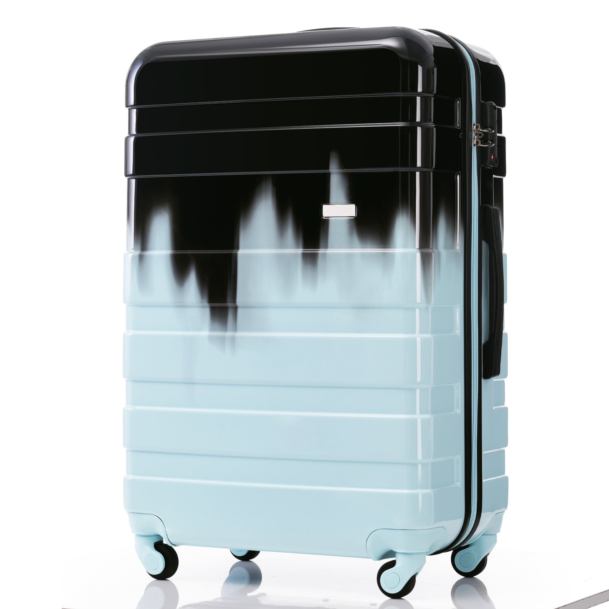 Luggage Sets Model Abs Hardshell 3Pcs Clearance Luggage Hardside Lightweight Durable Suitcase Sets Spinner Wheels Suitcase With Tsa Lock 20''24''28'' Blue And Black Black Blue Abs Pc