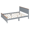 Queen Size Wood Platform Bed Wooden Slat Support, Vintage Simple Bed Frame With Rectangular Headboard And Footboard, Grey Box Spring Not Required Queen Grey Wood