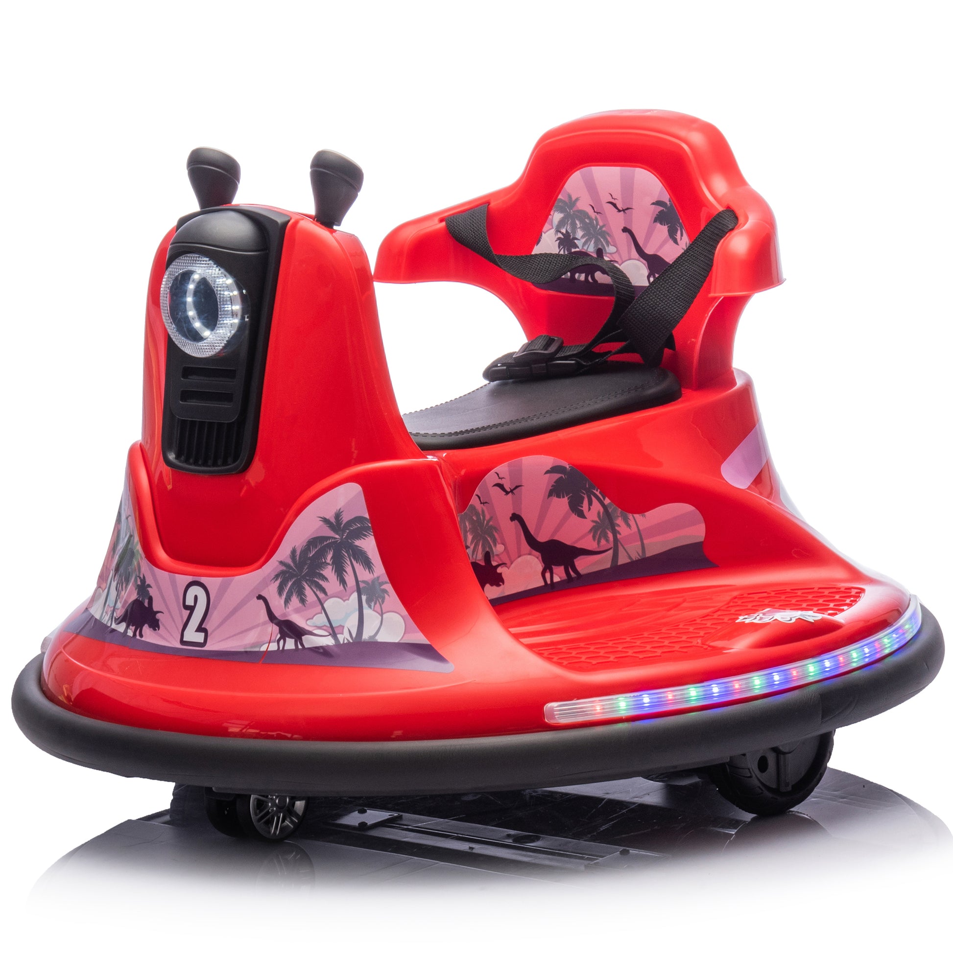 12V Kids Ride On Bumper Car W Parents Control,Rotate 360 Degrees,Two Handed Switch For Direction Control,Bumper Strip,Light Belt,Mp3 Music,Bluetooth,Provide A Speed Of 0.75Mph For Kids Of 2 5 Red 50