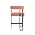 Coolmore Bar Stools Set Of 2, Modern Bar Stool With Back, Black Metal Frames, Upholstered Bar Stools For Kitchen Island, Pub, Club Pink Chenille Pink Foam Chenille