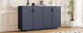 4 Wavy Doors Large Storage Space Sideboard With Adjustable Shelves And Retro Copper Handles For Dining Room And Living Room Antique Navy Antique Navy Mdf