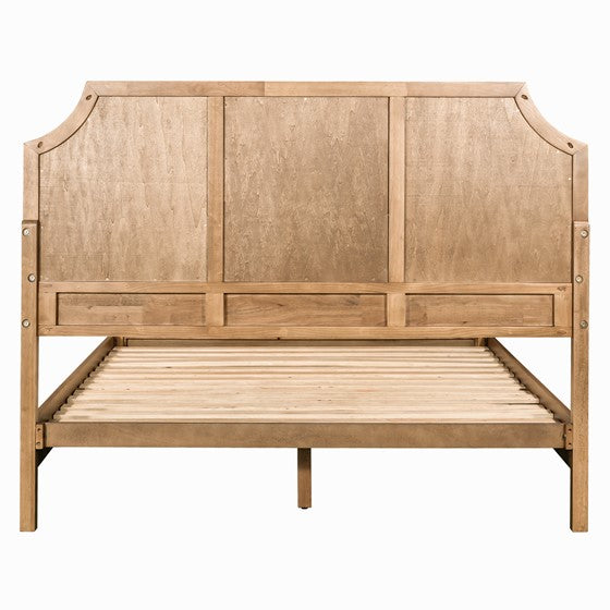 Woven Cane Queen Platform Bed Natural Wood