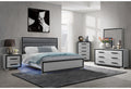 Adelaide Grey Black Queen Bed W Led Black Solid Wood Mdf