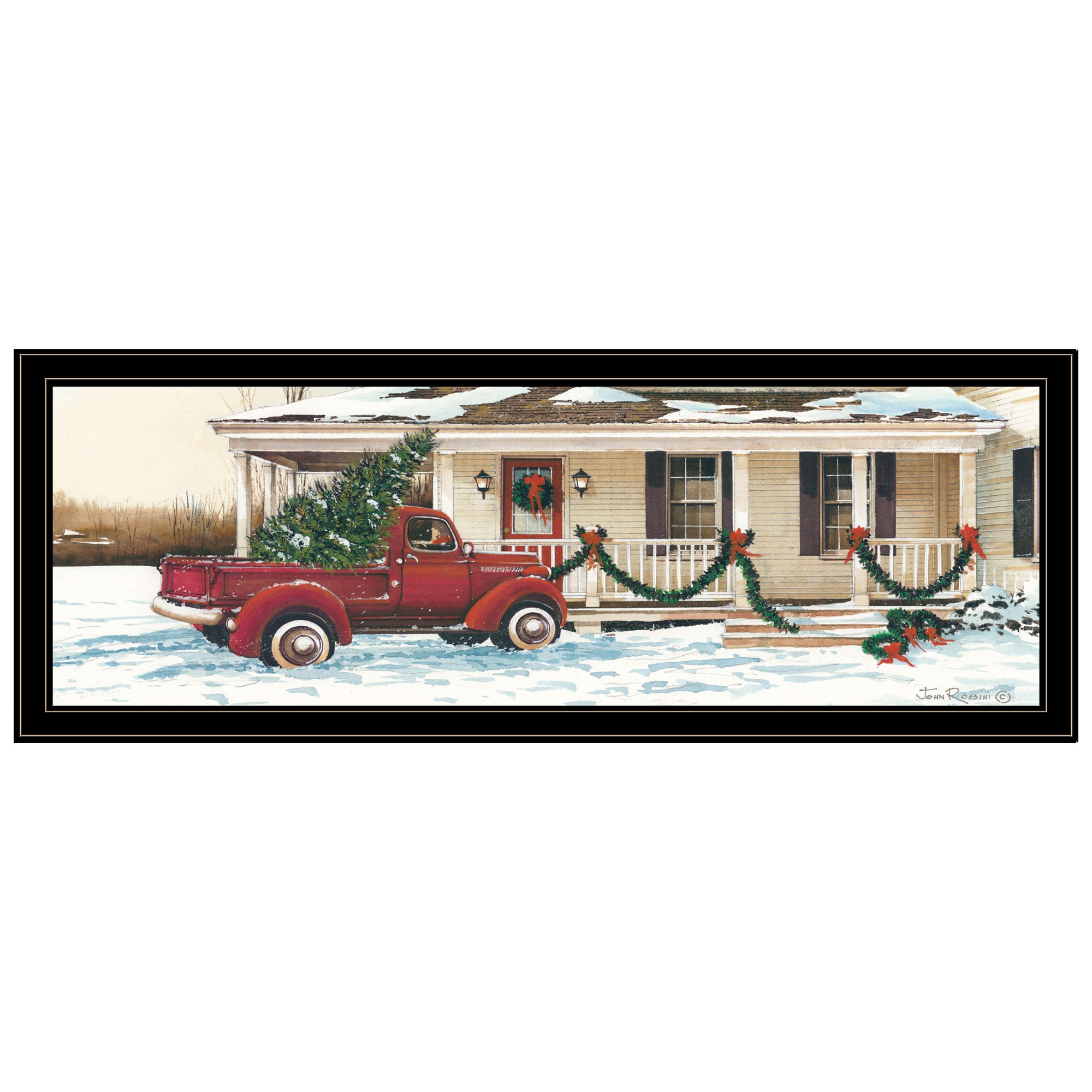 Preparing For Christmas Black Framed Wall Art For Living Room, Bedroom Wall Art Print For Home Decor By John Rossini Multicolor Wood Paper